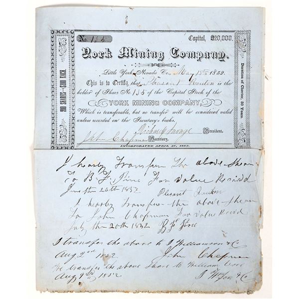 York Mining Company Stock, 1852 [191842]