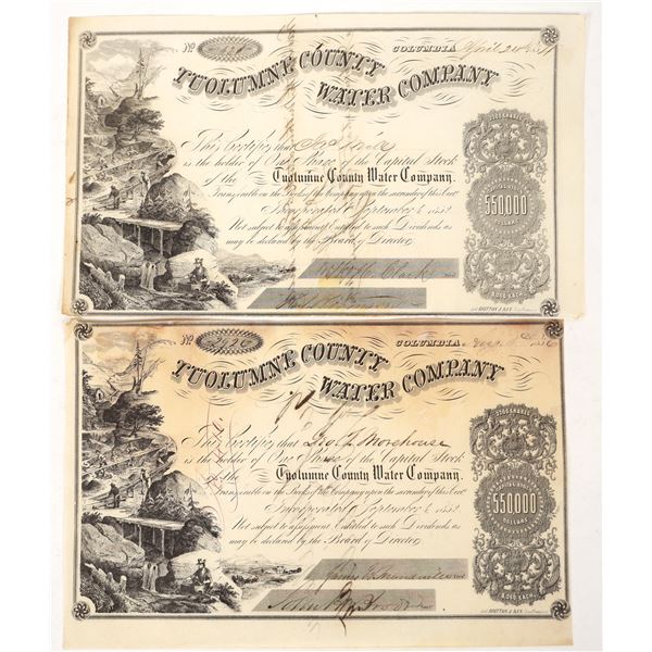 D.O. Mills Signed Tuolumne County Mining Stock Certificates (2) [192692]