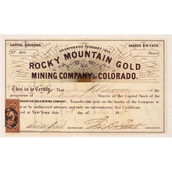 Rocky Mountain Gold Mining Of Colorado Stock, 1867 [191704]