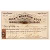 Image 1 : Rocky Mountain Gold Mining Of Colorado Stock, 1867 [191704]