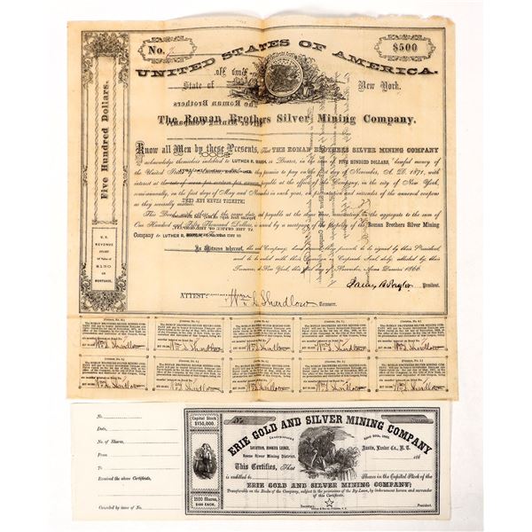Austin Mining Stock and Bond, 1860's, Rare [191473]