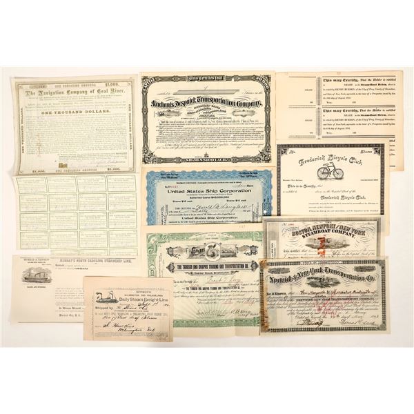 Transportation Stock Cert Collection, c183X-1922 (13) [191304]