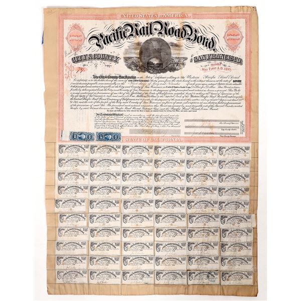 Pacific Rail Road Bond and Coupons, 1865 [193118]