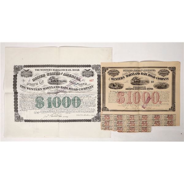 Western Maryland Railroad Bond Pair, 1868-70 [191487]