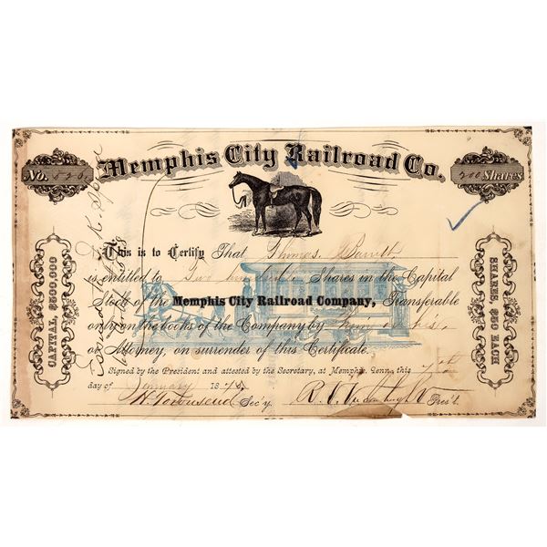 Memphis City RR Stock, 1876 [192624]