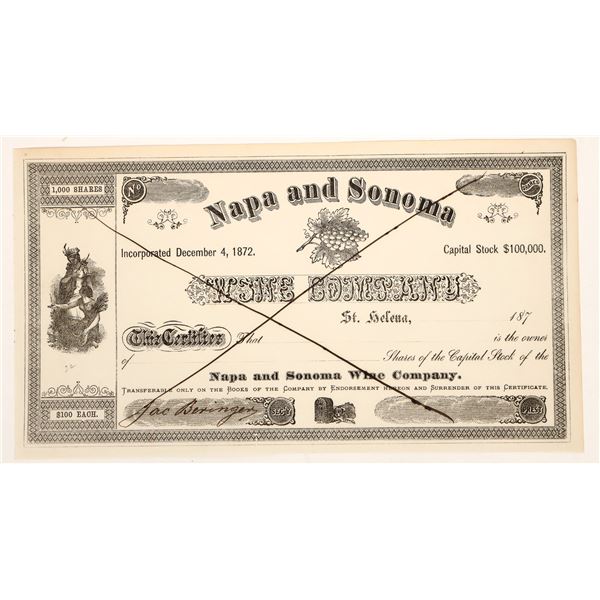 First Napa, Calif. Wine Company Stock Certificate [191079]