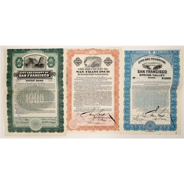 Signature of James Rolph San Francisco Mayor on three Bonds (3) [191717]