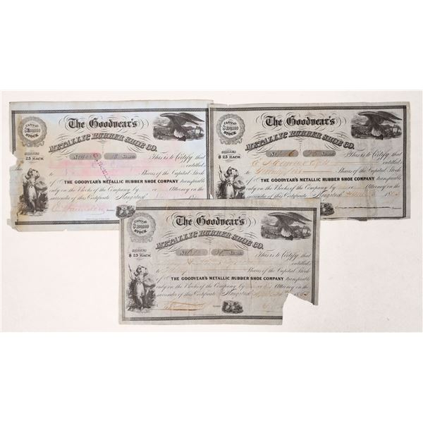 Early Rubber Shoe Co. Stock Trio, 1859-1864 [192540]