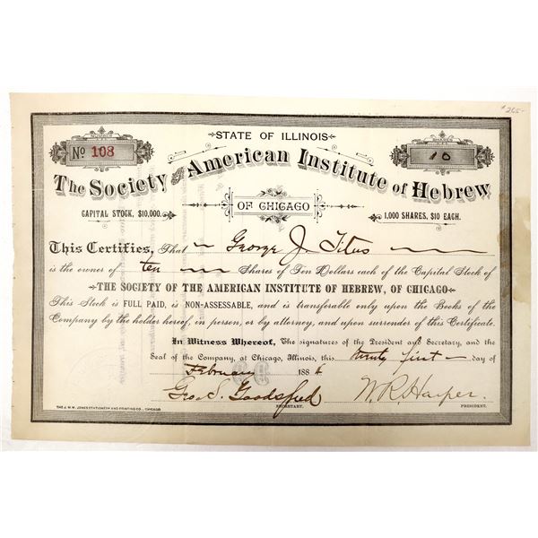 American Institute of Hebrew Stock [191375]