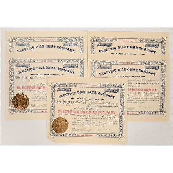 Electric Dice Co. Stock Group, 1893 [192541]