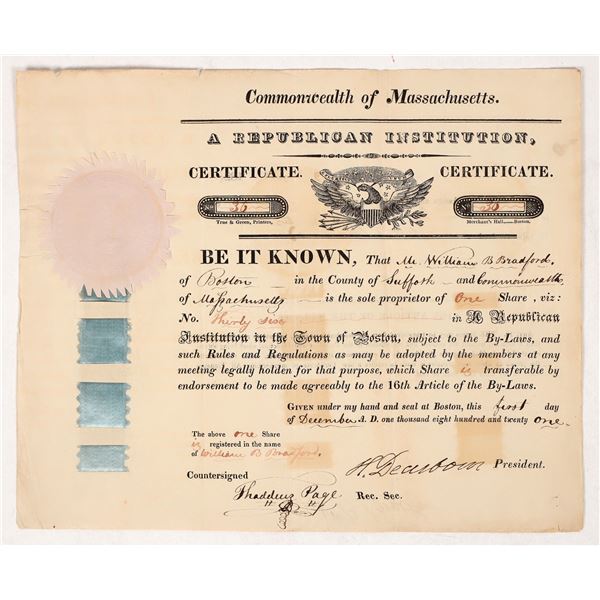 Commonwealth of Massachusetts Stock, 1821 [191531]