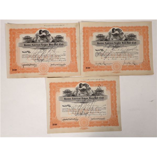 Boston Red Sox  Vintage Stock Certificates (3) [191770]