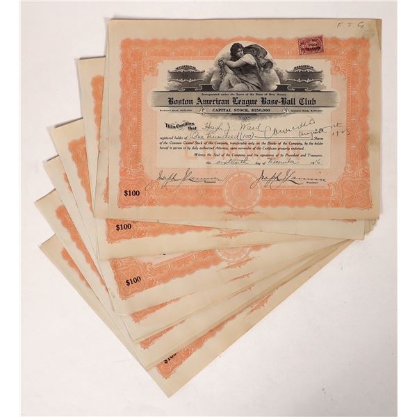 Red Sox Stock Signed by Joseph Lannin  & Harry Frazee (10) [191773]