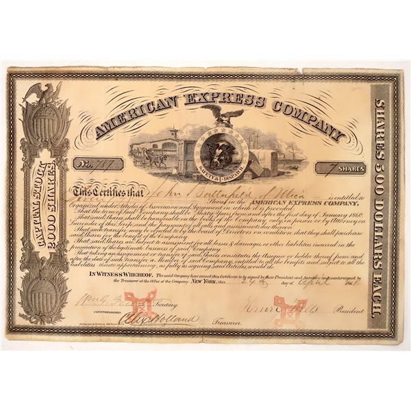 American Express Butterfield, Wells & Fargo Signed Stock Certificate [192960]