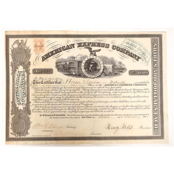 American Express Wells & Fargo Signed Stock Certificate [192961]