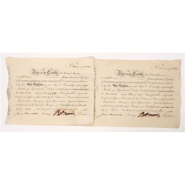 Robert Morris Signature on 2 Stocks, 1795 [192207]