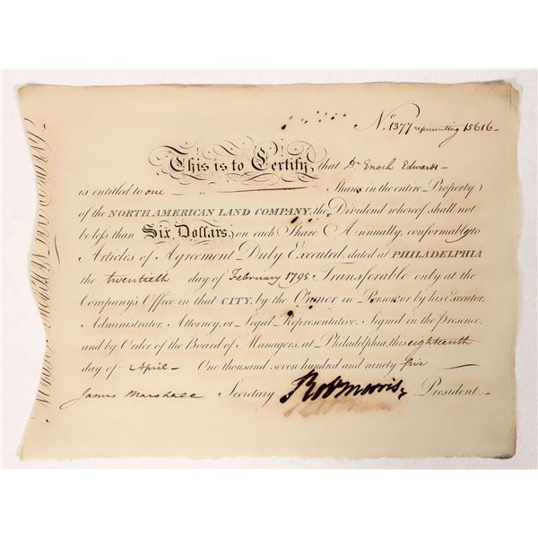 Robert Morris Signature on Stock, 1795 [192331]