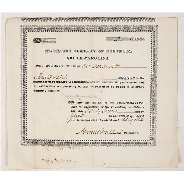 Insurance Company of Columbia, South Carolina Stock [192296]