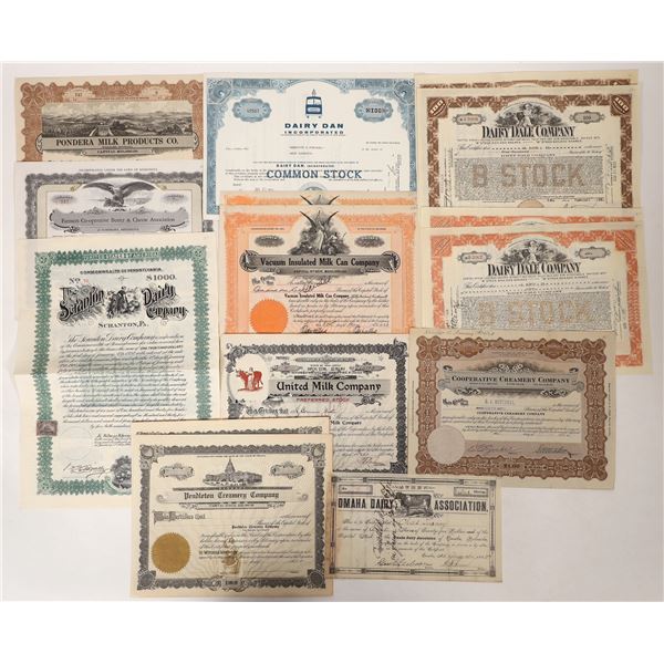 Dairy Related Stock Certificates (12) [192484]