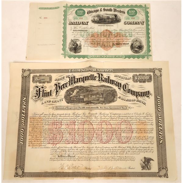 Railroad Stock and Bond with Imprinted RN's [191240]