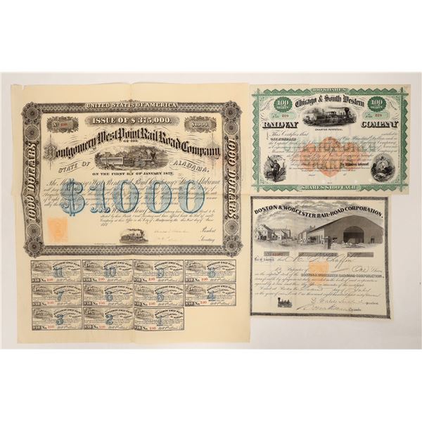 Railroad Stock and Bond w/ 3 Revenue Stamps [191688]