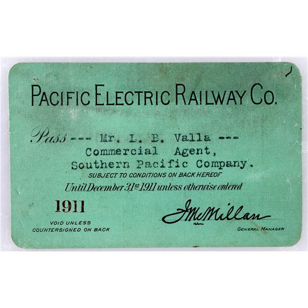 Pacific Electric RY Co. Pass, 1911 [193475]