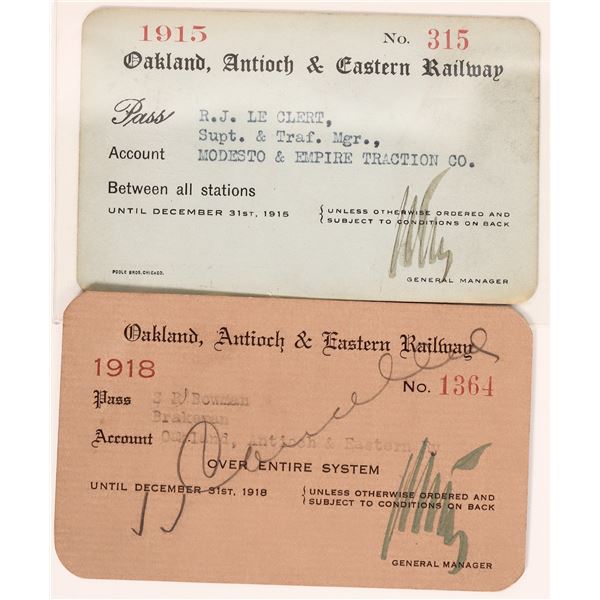 Oakland, Antioch & Eastern RWY passes, 1915/18 [193479]