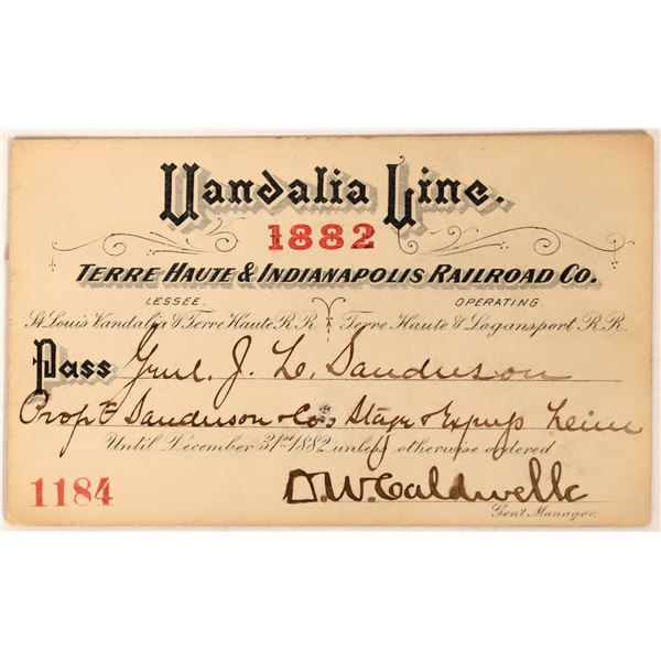 Terre Haute & Indianapolis RR Pass, 1882 [193471]