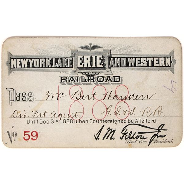 NY, Lake Erie & Western Railroad Pass 1888 [193480]