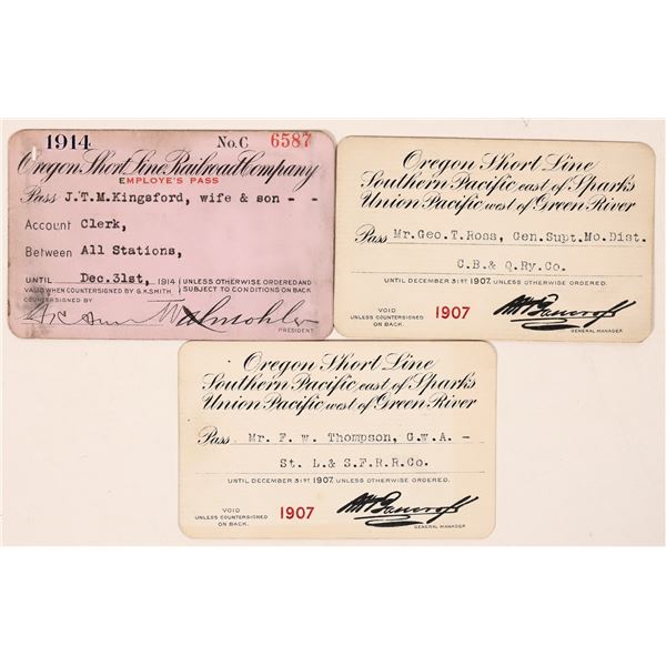 Oregon Short Line Railroad Passes (3) [192528]