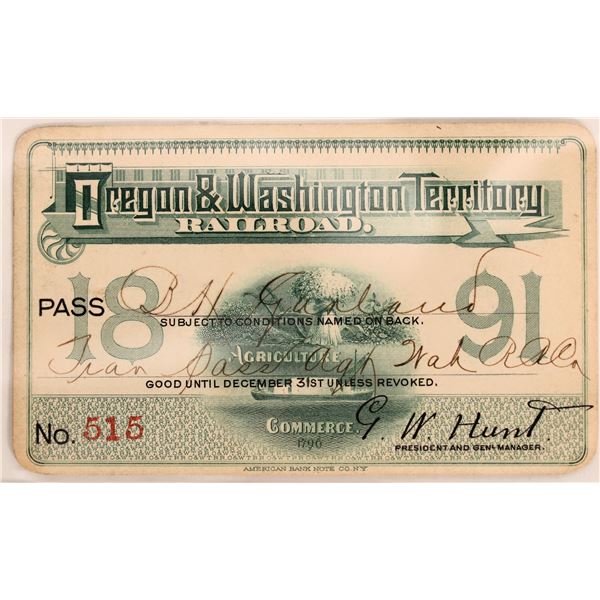 Oregon & Washington Territory RR pass, 1891 [193478]