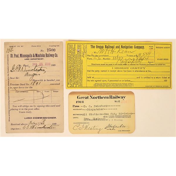 Railroad  Ticket, Postcard and Passes [188981]