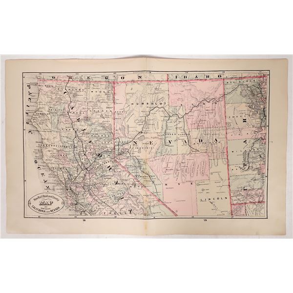 Railroad Map of Northern California and Nevada c.1885 [191743]
