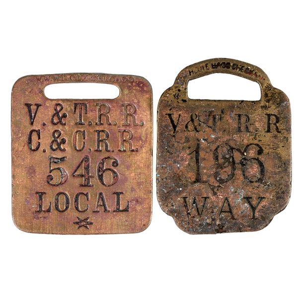 V&T RR & Carson & Colorado Luggage Tags & Broken C&C RR Globe (2) [191447]