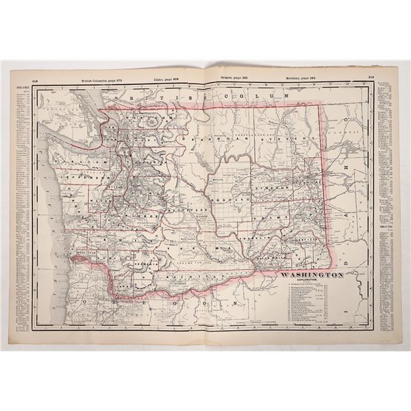 Washington State Counties Railroad Map, c. 1880s-1910s [193205]