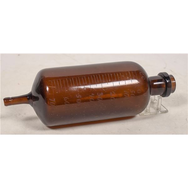 Early Amber Medical IV Bottle, c1875, found Virg. City [193434]