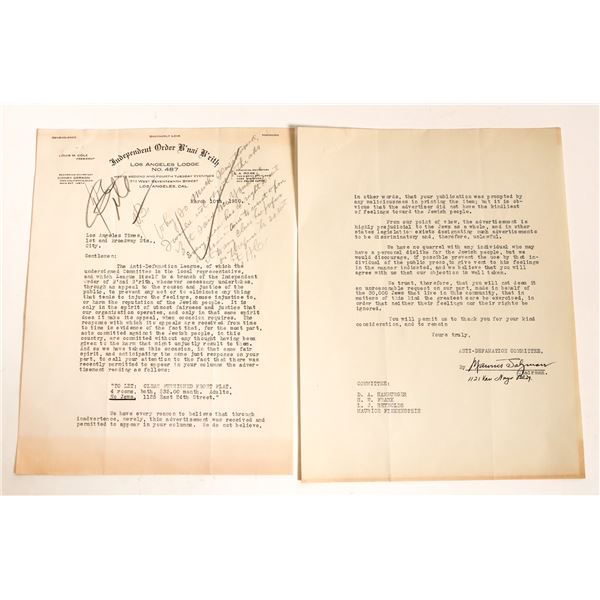 Anti-Defamation League Letter, 'No Jews' Ad [189528]