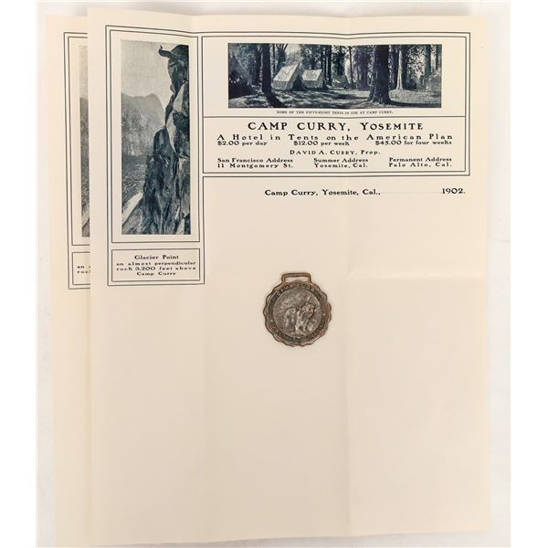 Yosemite Camp Curry Fob and Letterhead, Rare [192993]