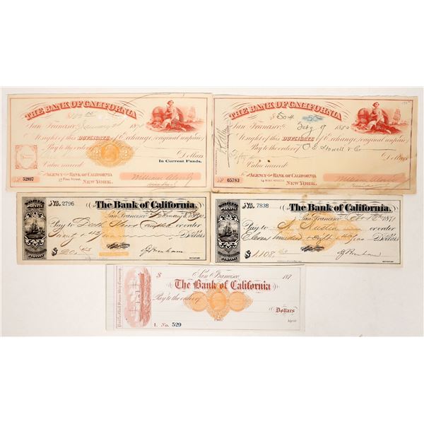 Bank of California Check Collection, 5, Mostly 1870's [191840]