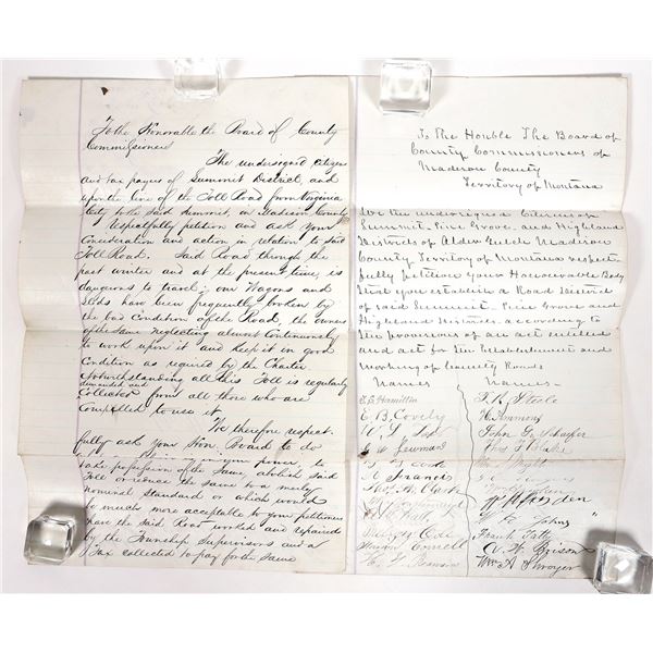 Virginia City and Summit Road Establishment Letters [192827]