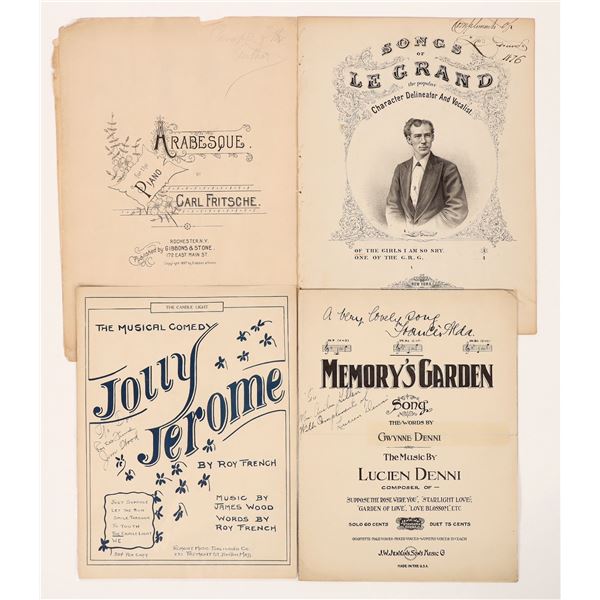 Autographed Sheet Music, c1876-1928 (4) [191439]