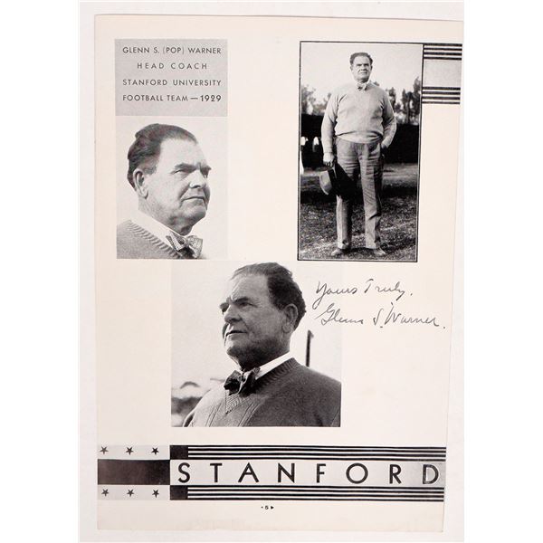 Glenn "Pop" Warner Autograph on Stanford Yearbook Page [191472]