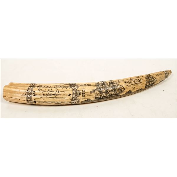 Fakeshaw Walrus Tusk Ships Niger and Sea Fox Scrimshaw Reproduction [189883]