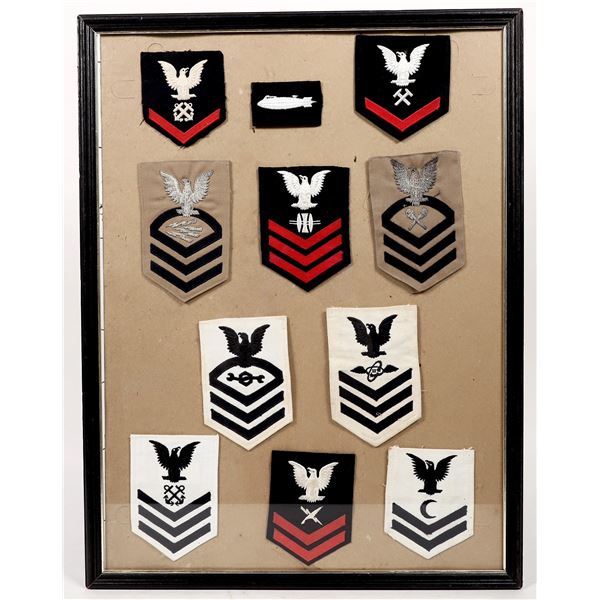 Mounted Display of Navy Rating Patches [193200]