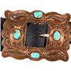 Image 2 : Copper and Turquoise Leather Belt with Conchos [192864]