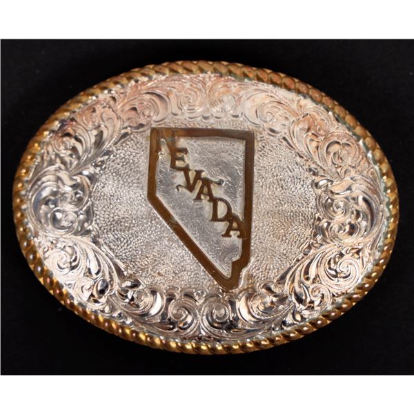 Silver and Gold Nevada Rodeo Belt Buckle [192869]