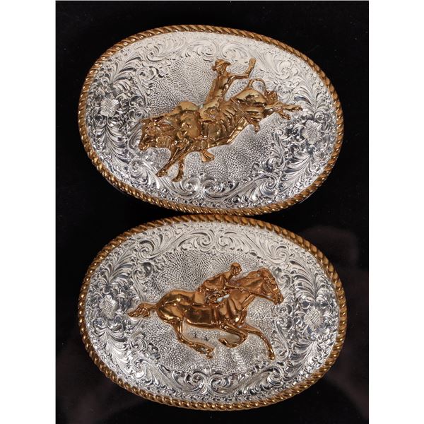 Pair of Western Silver and Brass Belt Buckles [192863]