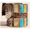 Image 2 : Exquisite Zuni Silver and Precious Stone Pictorial Watchband [186520]
