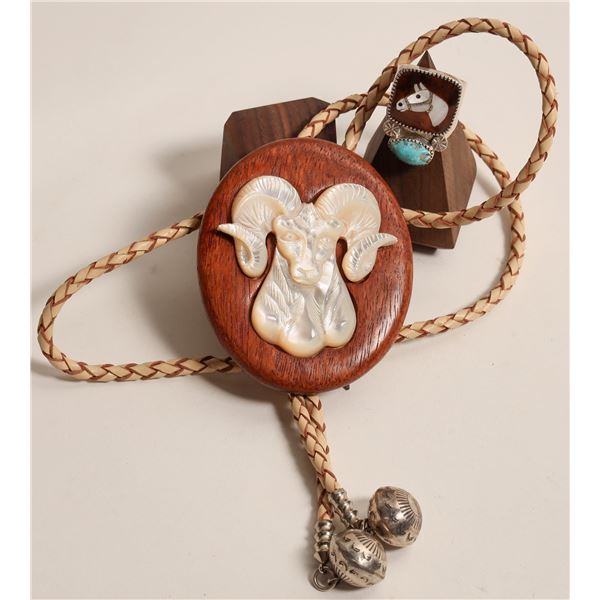 Mother of Pearl Animal Featured Bolo and Ring [186517]
