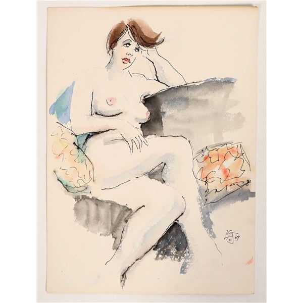 Pen and Watercolor Nude by Glueckselig [190554]